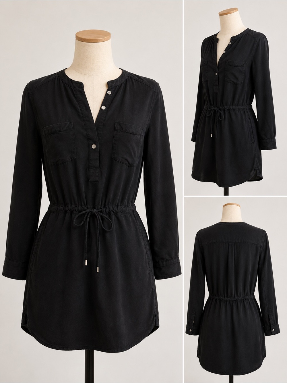 Lou & Grey Black Tunic Dress with Button Detail
